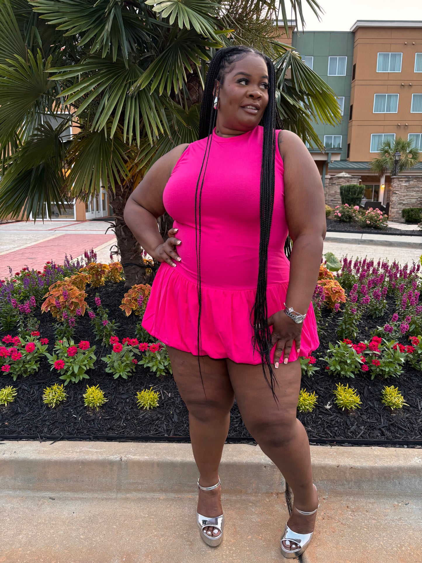 Hot Pink Balloon Mini Dress