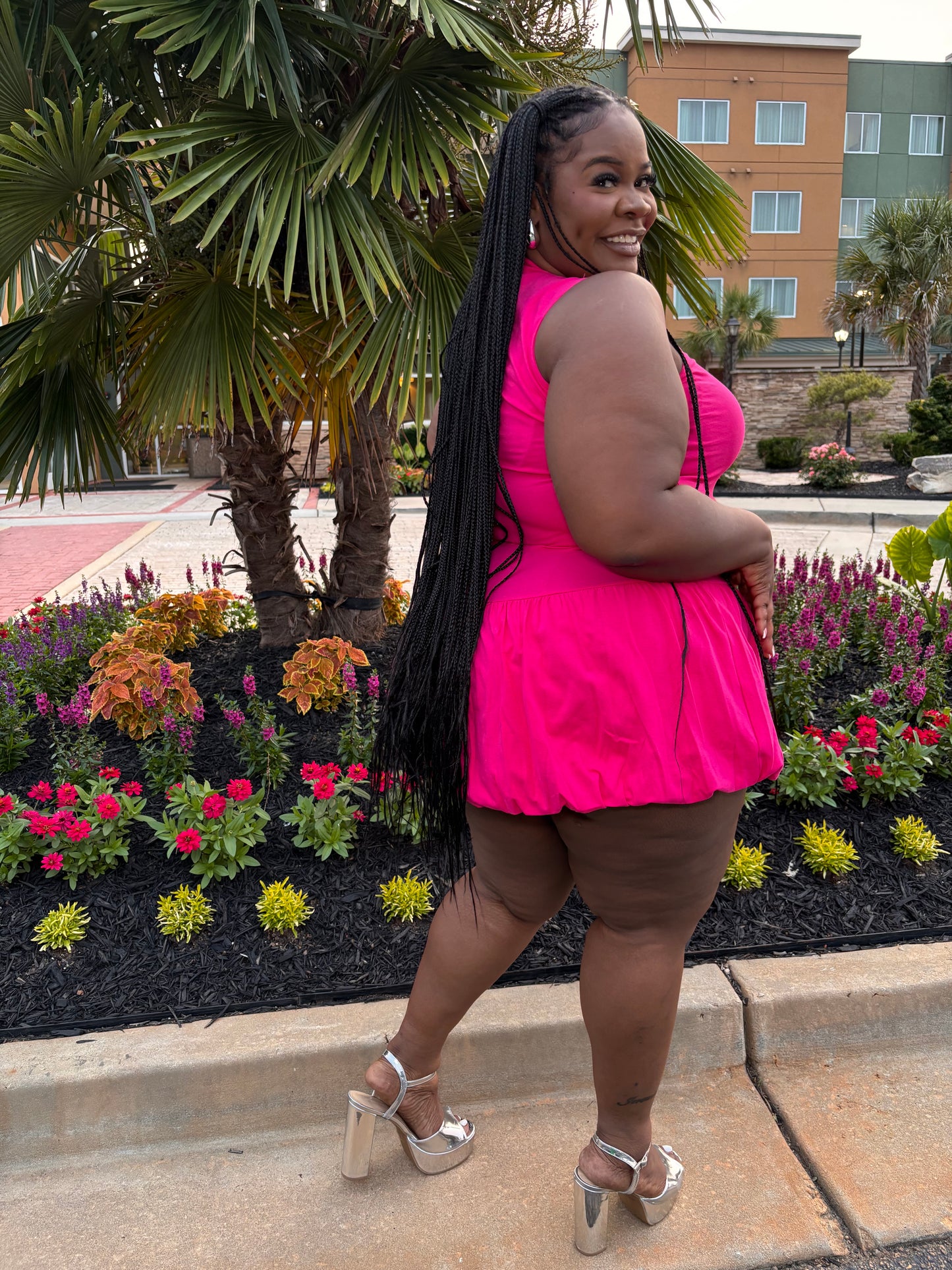 Hot Pink Balloon Mini Dress
