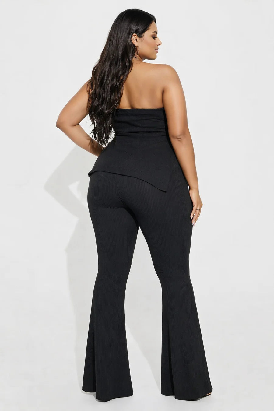 Pink Ribbed Pant Tube Top Set