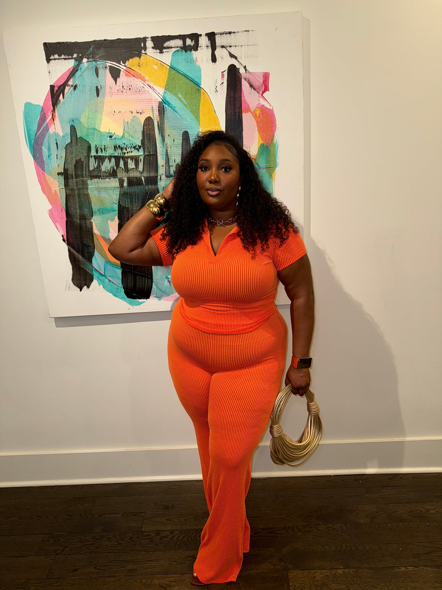Tangerine Ribbed Pant Set
