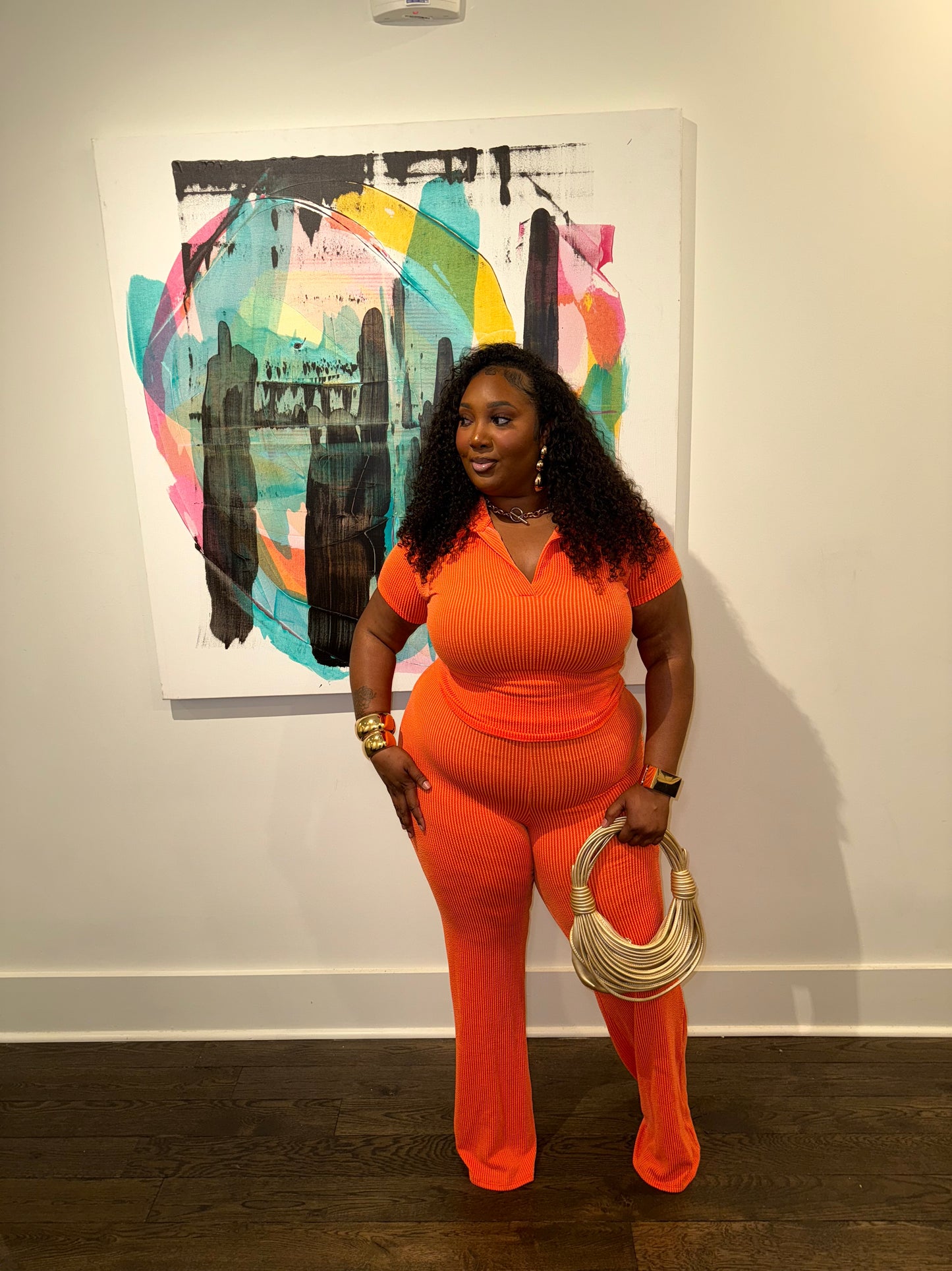 Tangerine Ribbed Pant Set