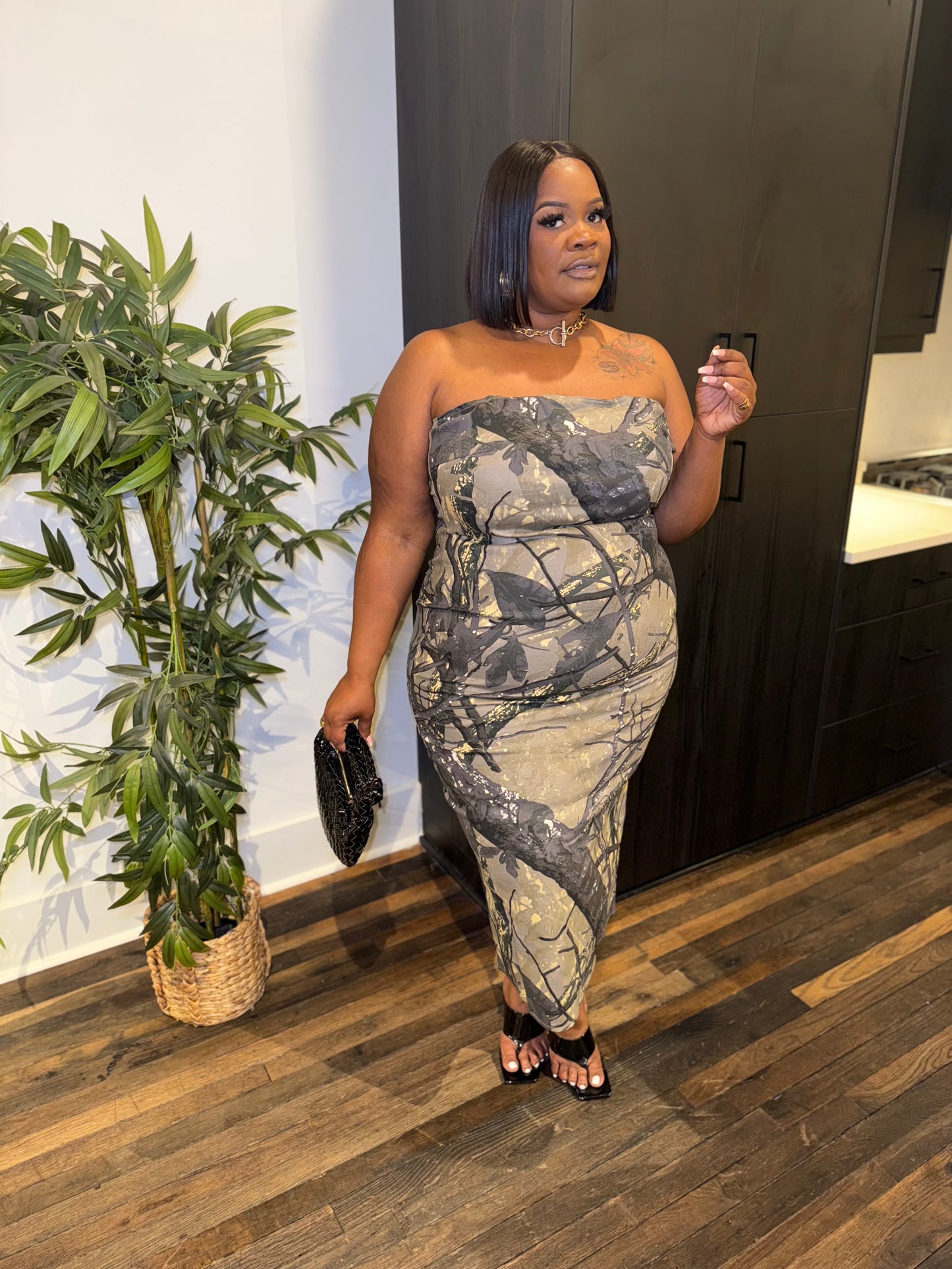 VK Cargo Denim Midi Dress