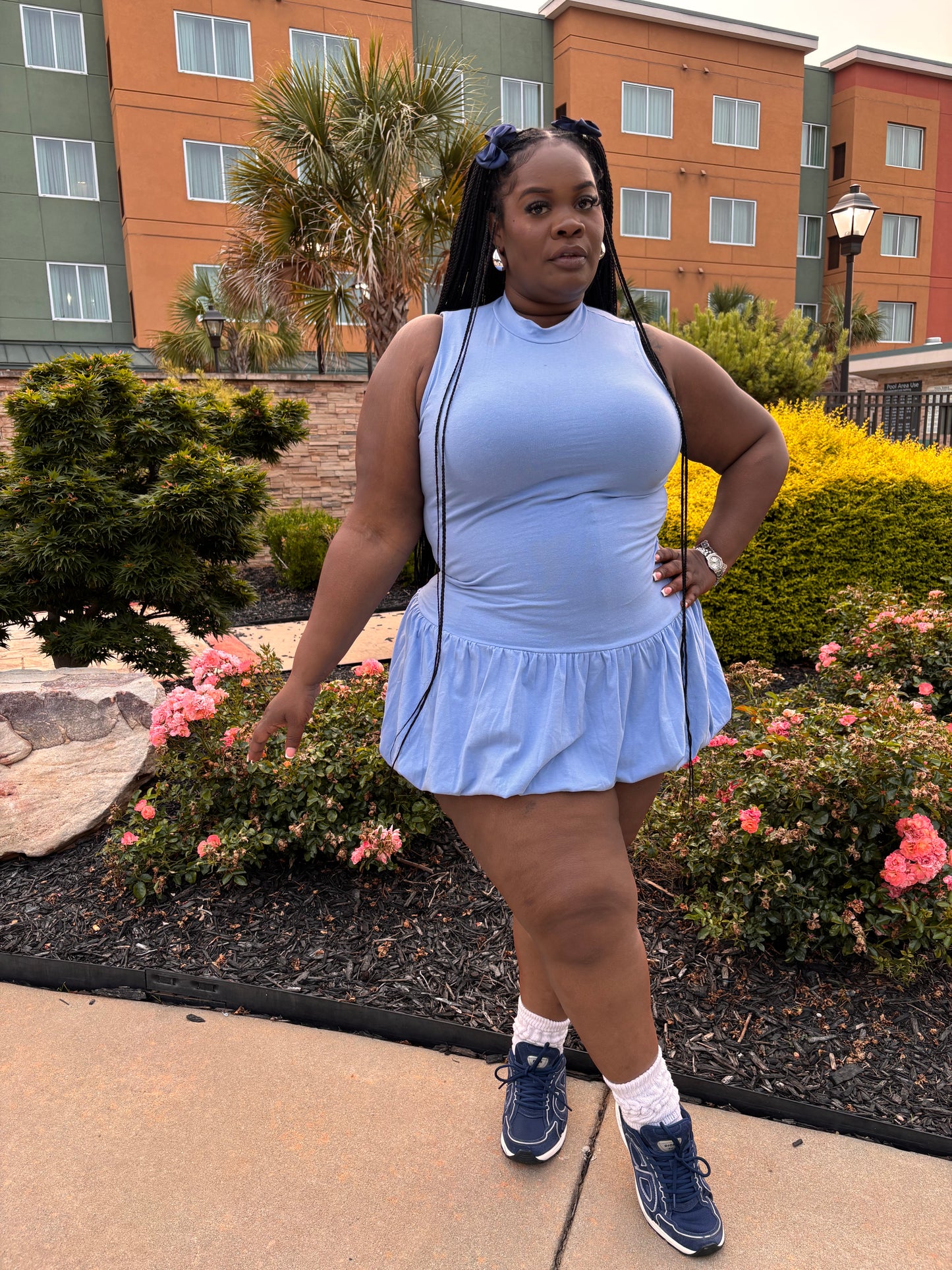 Blue Bubble Mini Dress
