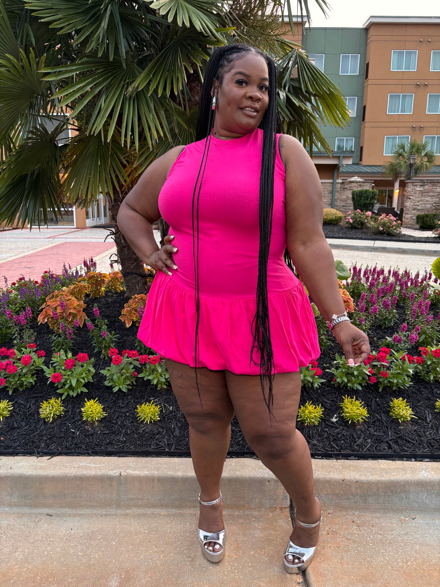 Hot Pink Balloon Mini Dress