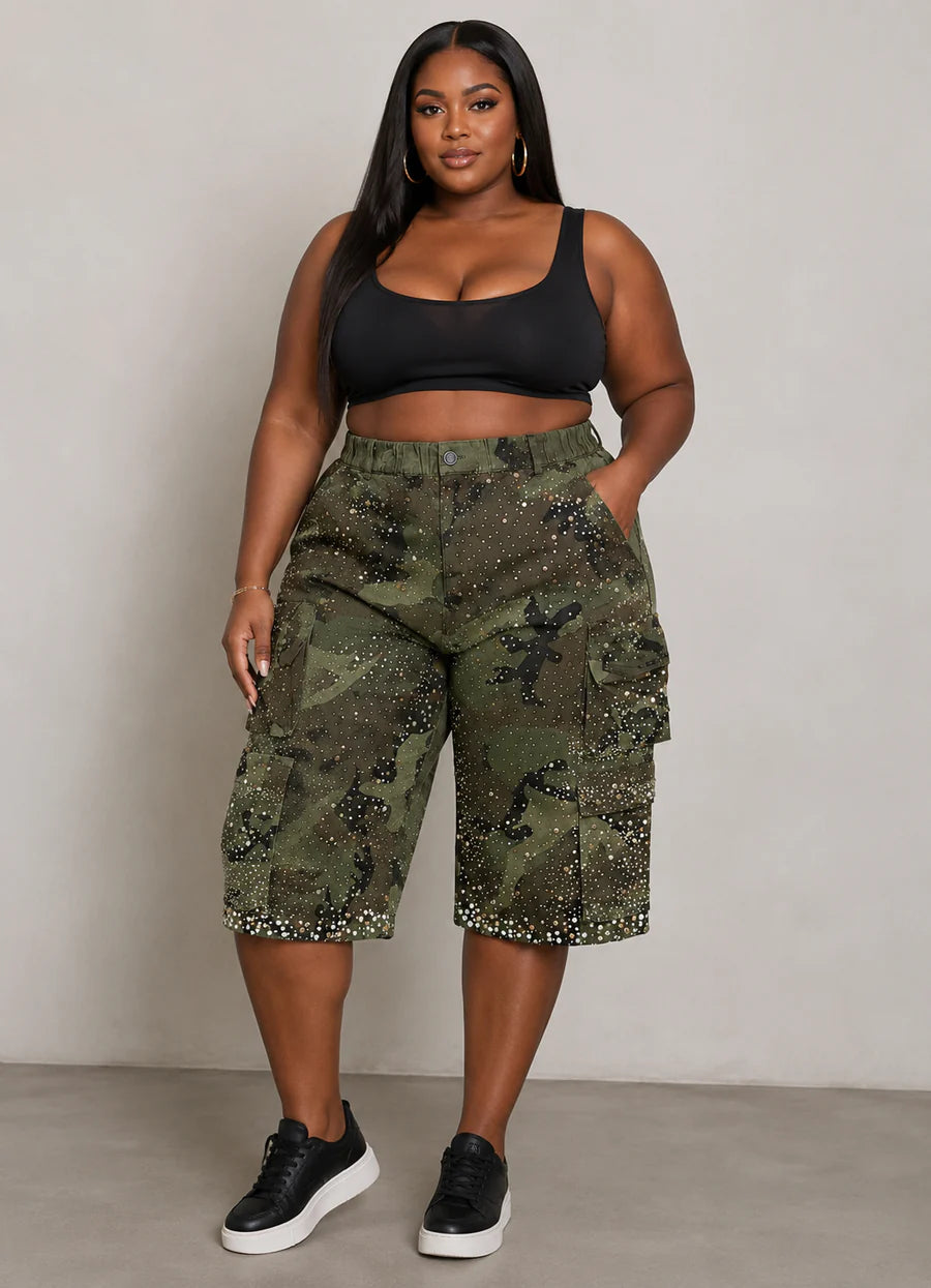 Rhinestone x Pearl Camo Jorts